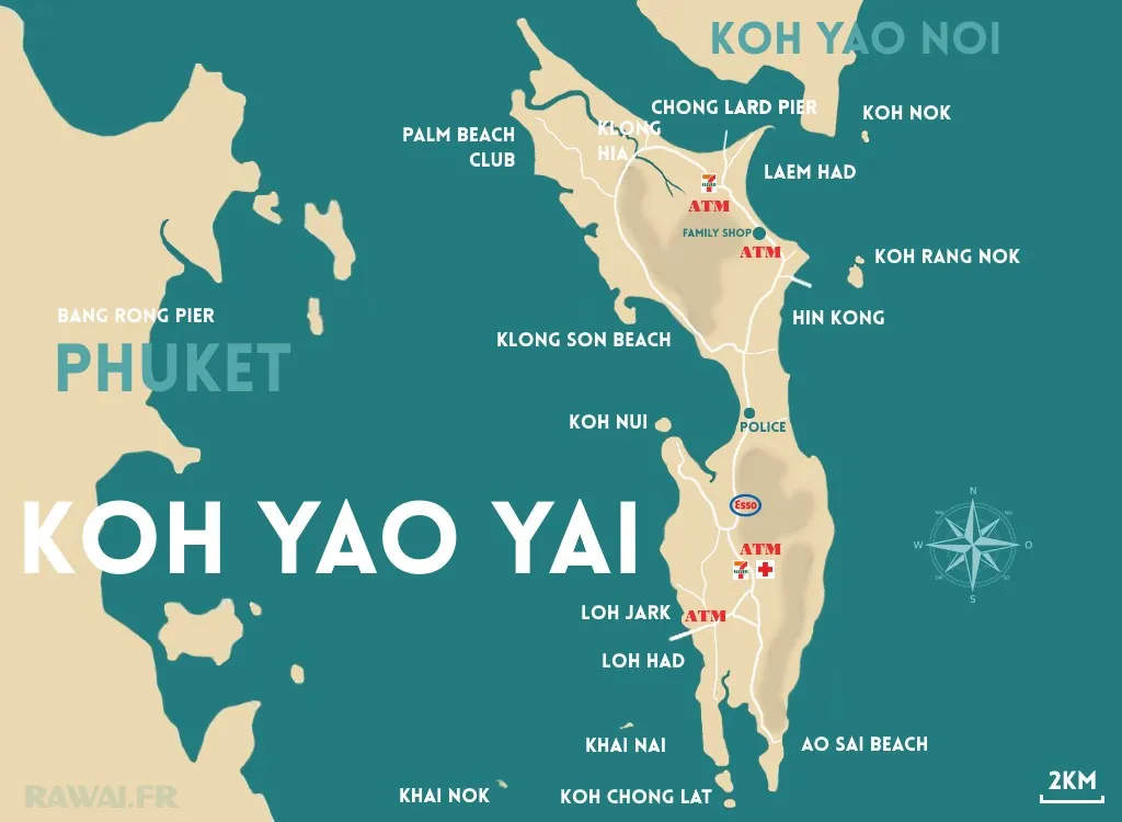 CARTE DE KOH YAO YAI EN THAILANDE RAWAI.FR