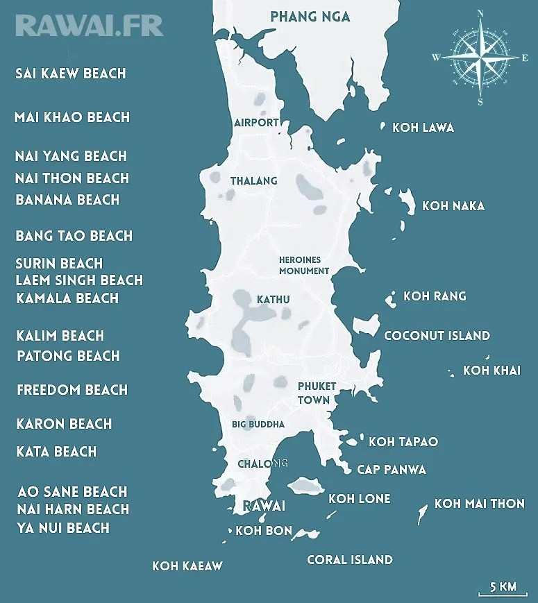 carte des plages phuket