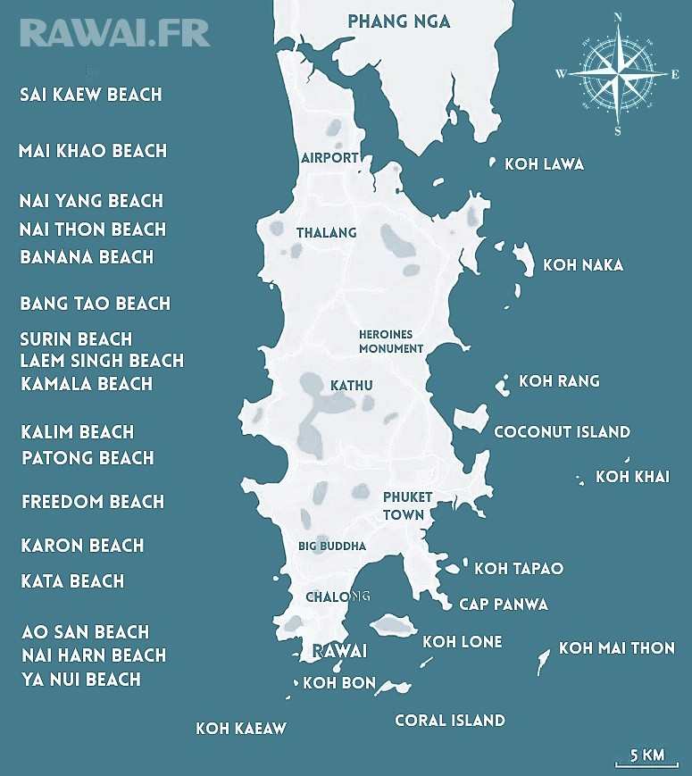 carte des plages phuket